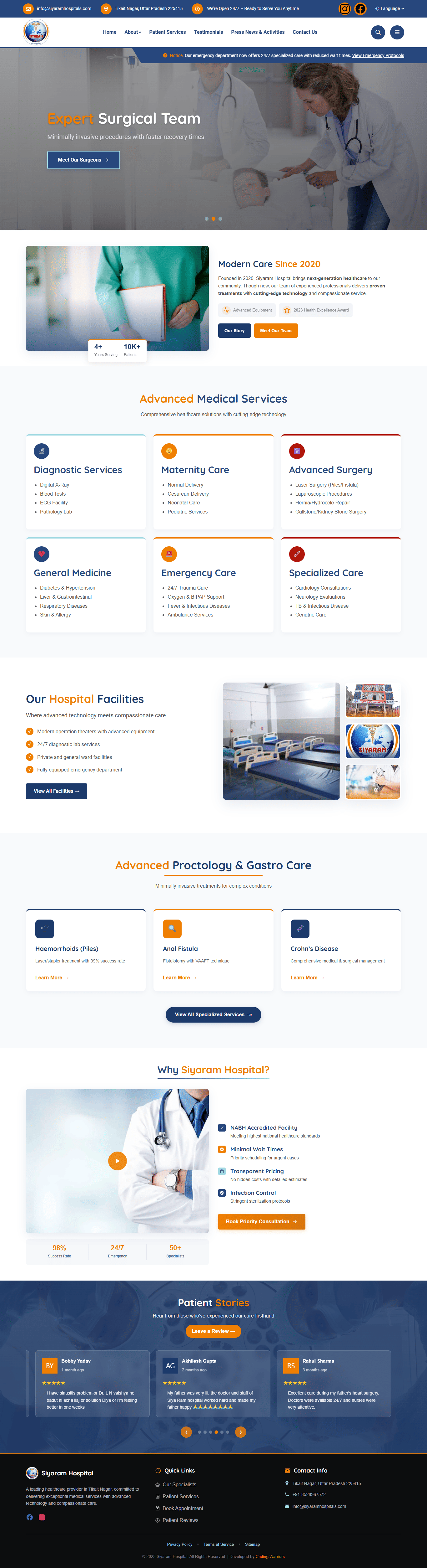 Siyaram Hospital – Modern Healthcare Website project preview